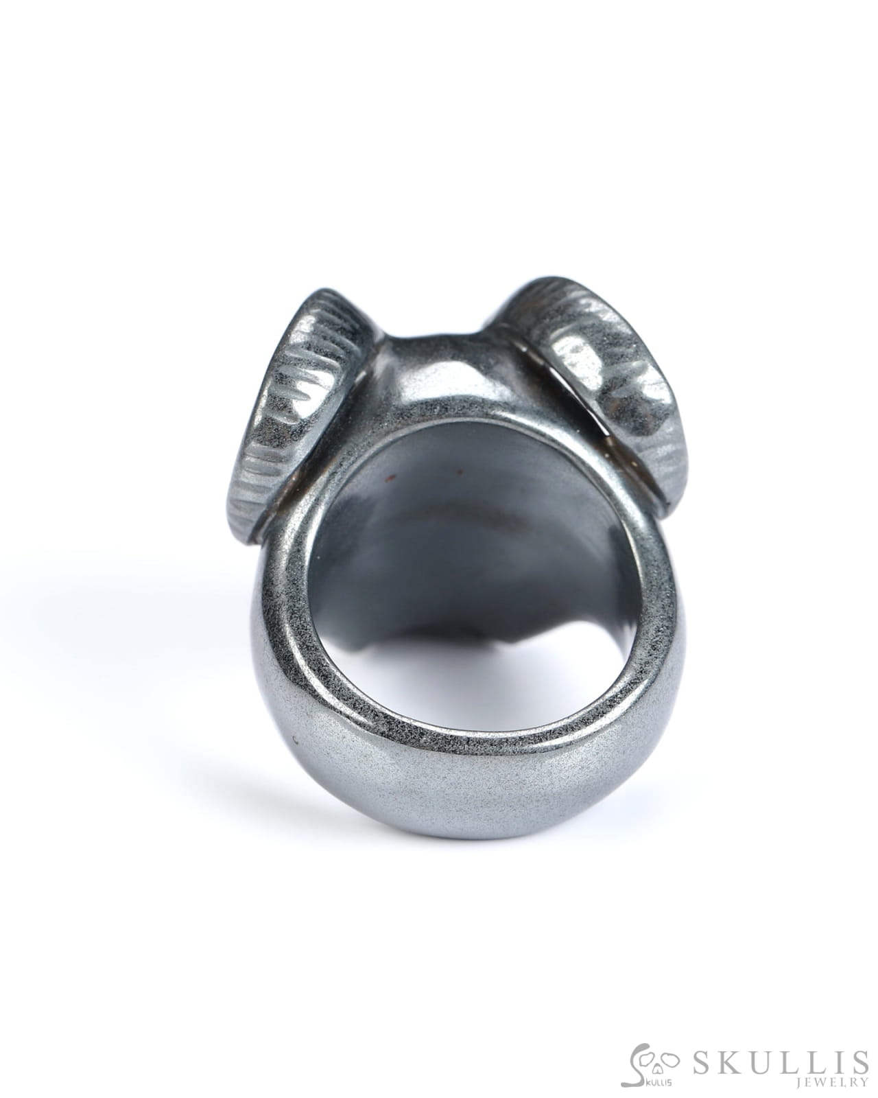 Gem Skull Ring of Hematite Carved Beast Skull US size 9 - 9800243 Skull Rings