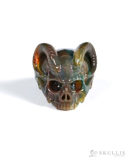Skullis Gem Skull Ring of Indian Agate Carved Beast Skull US size 9 - ZR19900031 Skull Rings
