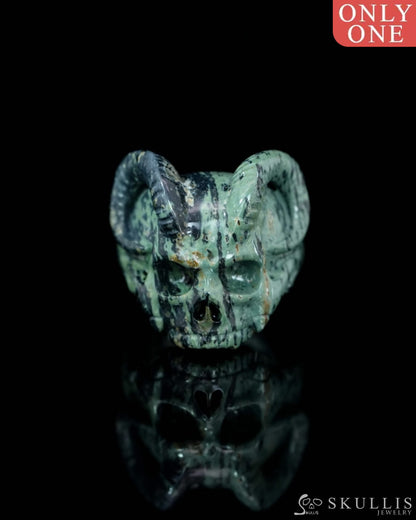 Gem Skull Ring of Kambaba Jasper Carved Beast Skull US size 11 - 9500236 Skull Rings