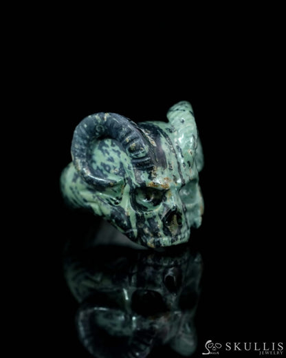 Gem Skull Ring of Kambaba Jasper Carved Beast Skull US size 11 - 9500236 Skull Rings