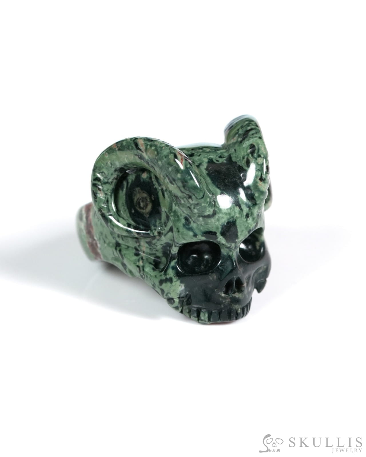 The Infernal Sovereign - Gem Skull Ring of Kambaba Jasper Carved Beast Skull US size 12 - ZR19900030 - Skull Rings