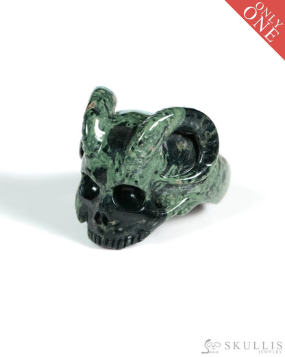 The Infernal Sovereign - Gem Skull Ring of Kambaba Jasper Carved Beast Skull US size 12 - ZR19900030 - Skull Rings