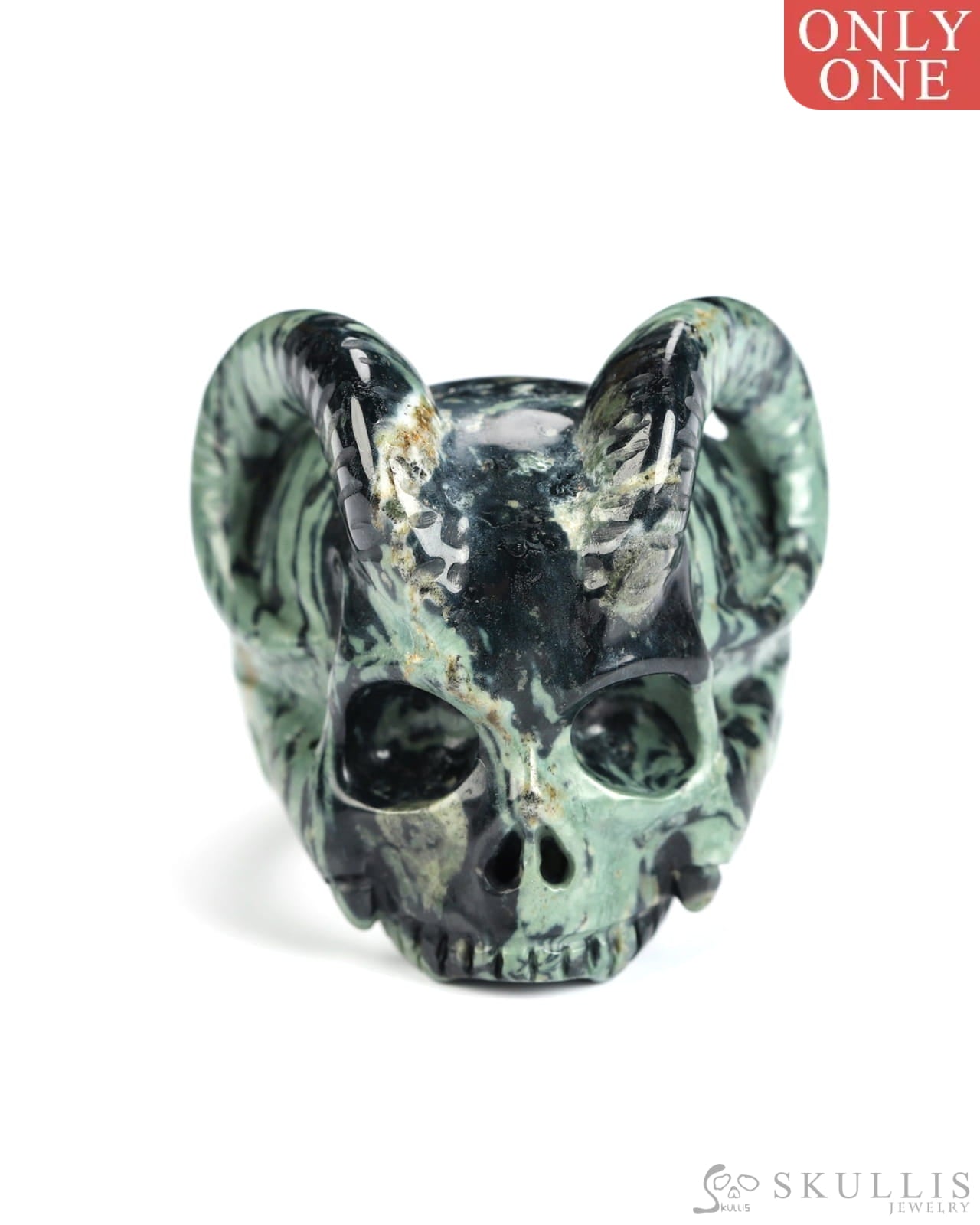 Gem Skull Ring of Kambaba Jasper Carved Beast Skull US size 8 - 9800242 Skull Rings
