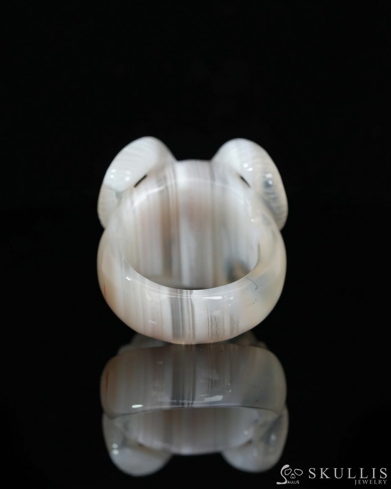 Gem Skull Ring of Red Crazy Lace Agate Carved Beast Skull US size 9 - 0800026 (Copy) (Copy) Skull Rings