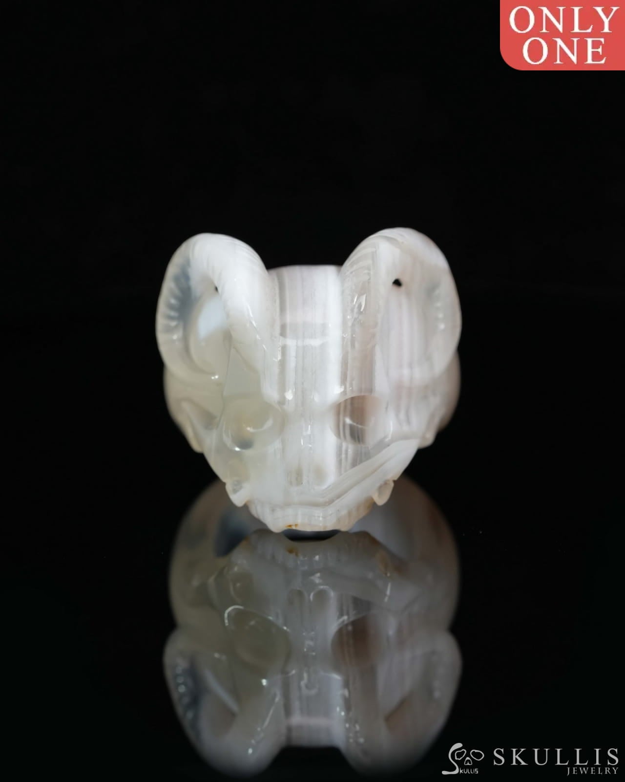 Gem Skull Ring of Red Crazy Lace Agate Carved Beast Skull US size 9 - 0800026 (Copy) (Copy) Skull Rings