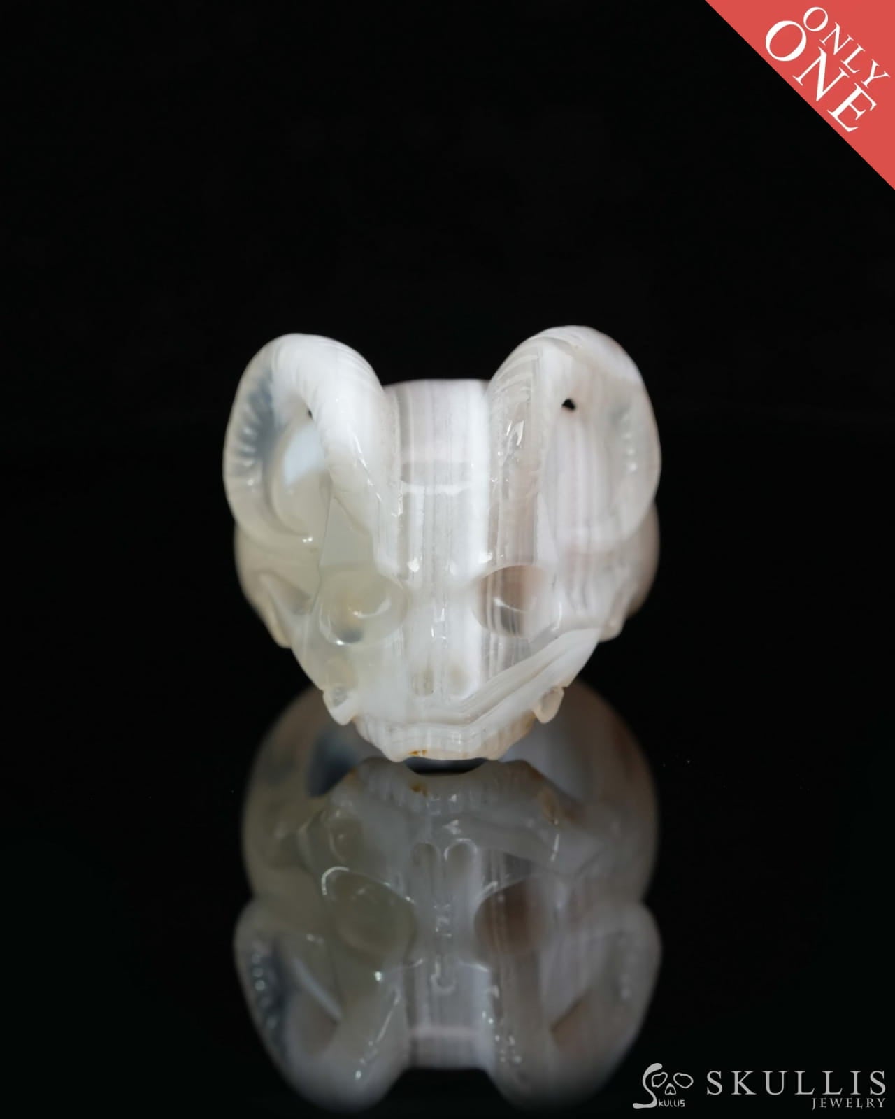 Gem Skull Ring of Red Crazy Lace Agate Carved Beast Skull US size 9 - 0800026 (Copy) (Copy) Skull Rings