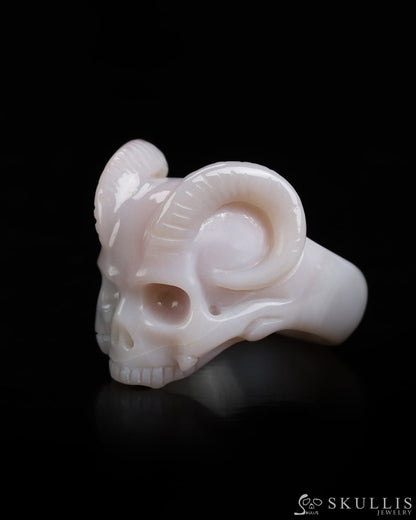 Skullis Gem Skull Ring of Mozambique Agate Carved Beast Skull US size 12 - 9800239 Skull Rings