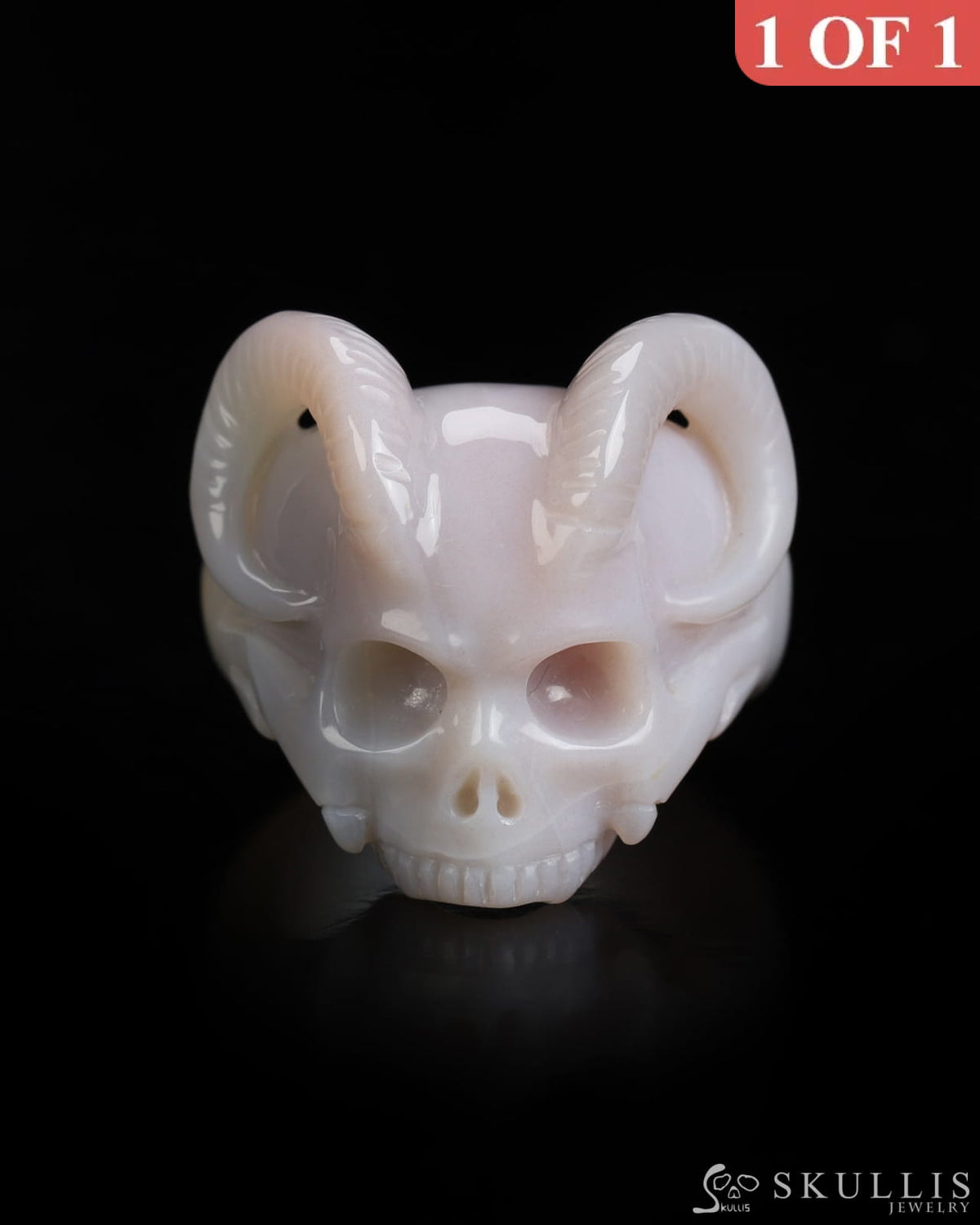 Skullis Gem Skull Ring of Mozambique Agate Carved Beast Skull US size 12 - 9800239 Skull Rings