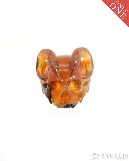 Gem Skull Ring of Premium Brazilian Agate Carved Beast Skull US size 7 - 9500237 Skull Rings