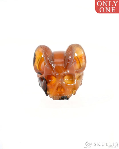 Gem Skull Ring of Premium Brazilian Agate Carved Beast Skull US size 7 - 9500237 Skull Rings