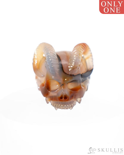 Gem Skull Ring of Premium Brazilian Agate Carved Skull Totally US size 8 - 9500187 Skull Rings