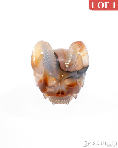 Gem Skull Ring of Premium Brazilian Agate Carved Skull Totally US size 8 - 9500187 Skull Rings