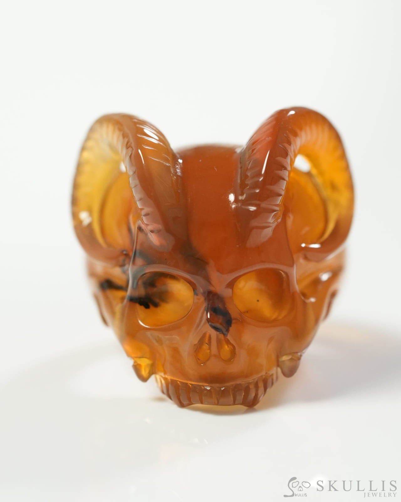 Gem Skull Ring of Red Crazy Lace Agate Carved Beast Skull US size 9 9800272 Skull Rings