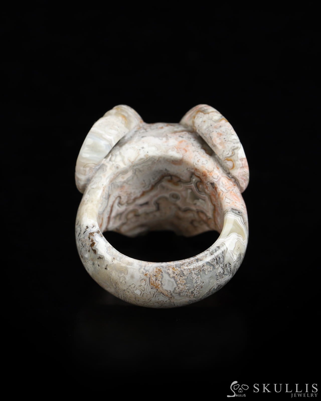 Skullis Gem Skull Ring of Red Crazy Lace Agate Carved Beast Skull US size 12.5 - 9800235 Skull Rings