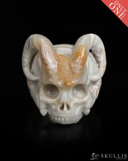 Skullis Gem Skull Ring of Red Crazy Lace Agate Carved Beast Skull US size 7 - 9800238 Skull Rings