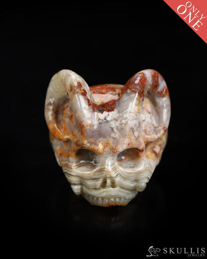 Skullis Gem Skull Ring of Red Crazy Lace Agate Carved Beast Skull US size 9 - 9800236 Skull Rings