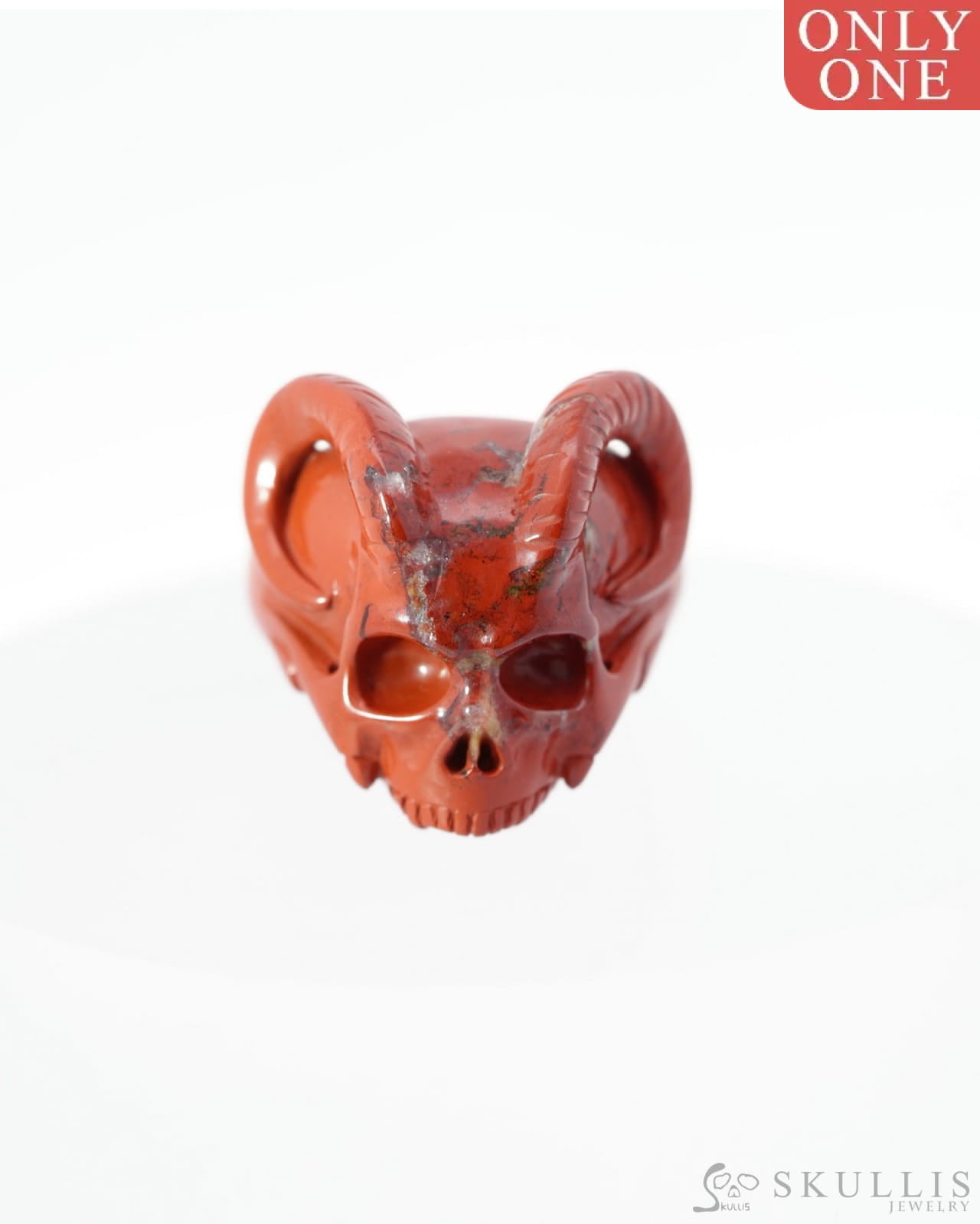 Gem Skull Ring Of Red Jasper Carved Totally Us Size 12 - 0500021 Rings