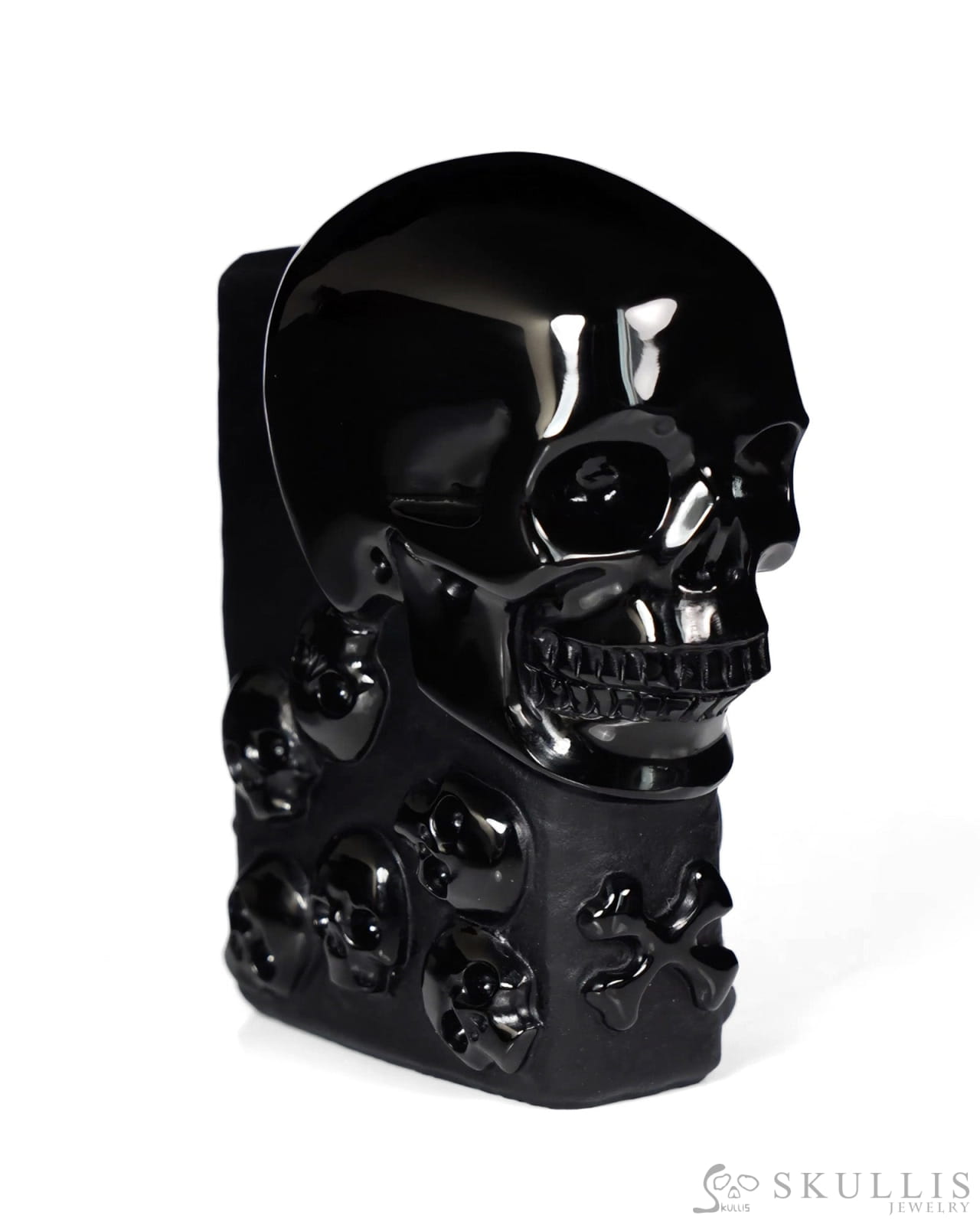 The Many Within - 2.6’’ Black Obsidian Hand Carved Crystal Skull Pocket Stone Crystal Healing - Tiny Gemstone Skull