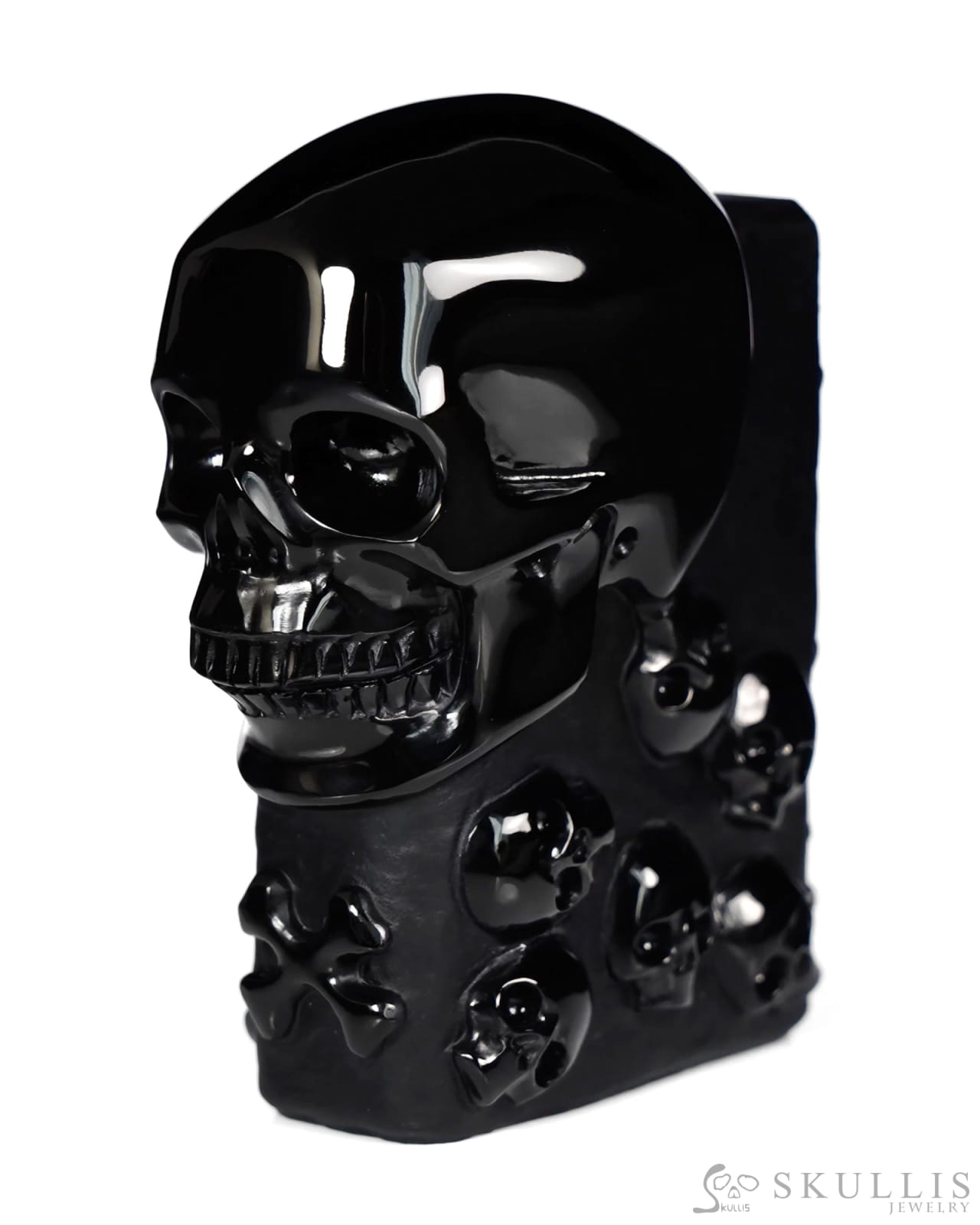 The Many Within - 2.6’’ Black Obsidian Hand Carved Crystal Skull Pocket Stone Crystal Healing - Tiny Gemstone Skull