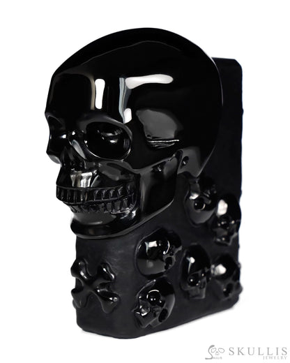 The Many Within - 2.6’’ Black Obsidian Hand Carved Crystal Skull Pocket Stone Crystal Healing - Tiny Gemstone Skull
