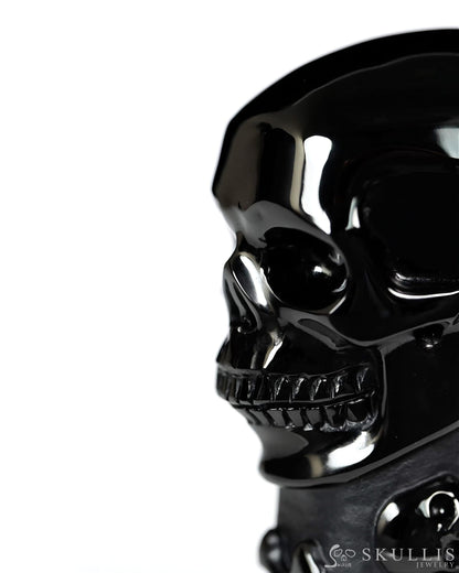 The Many Within - 2.6’’ Black Obsidian Hand Carved Crystal Skull Pocket Stone Crystal Healing - Tiny Gemstone Skull