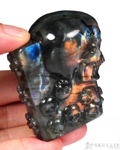 The One Within - 2.6’’ Finnish Labradorite Hand Carved Crystal Skull Pocket Stone Crystal Healing - Tiny Gemstone Skull