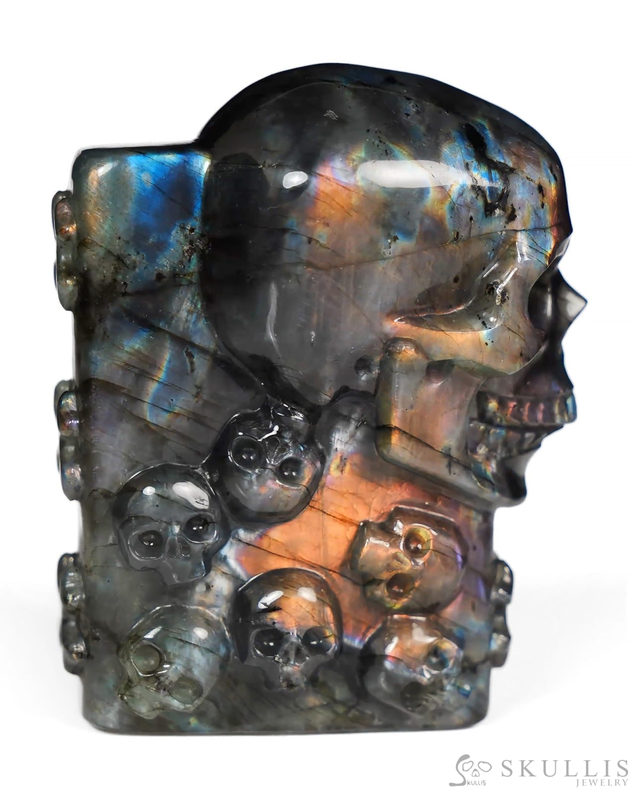 The One Within - 2.6’’ Finnish Labradorite Hand Carved Crystal Skull Pocket Stone Crystal Healing - Tiny Gemstone Skull