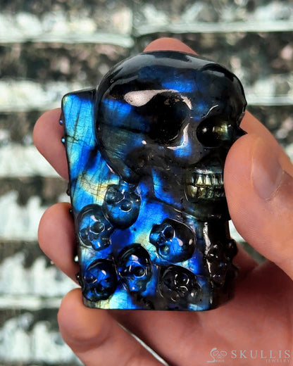 The One Within - 2.6’’ Labradorite Hand Carved Crystal Skull Pocket Stone Crystal Healing - Tiny Gemstone Skull