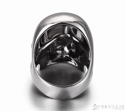 The Master - Black Rutanium & 925 Sterling Silver Plated Skull Ring for Women & Men - Skull Rings