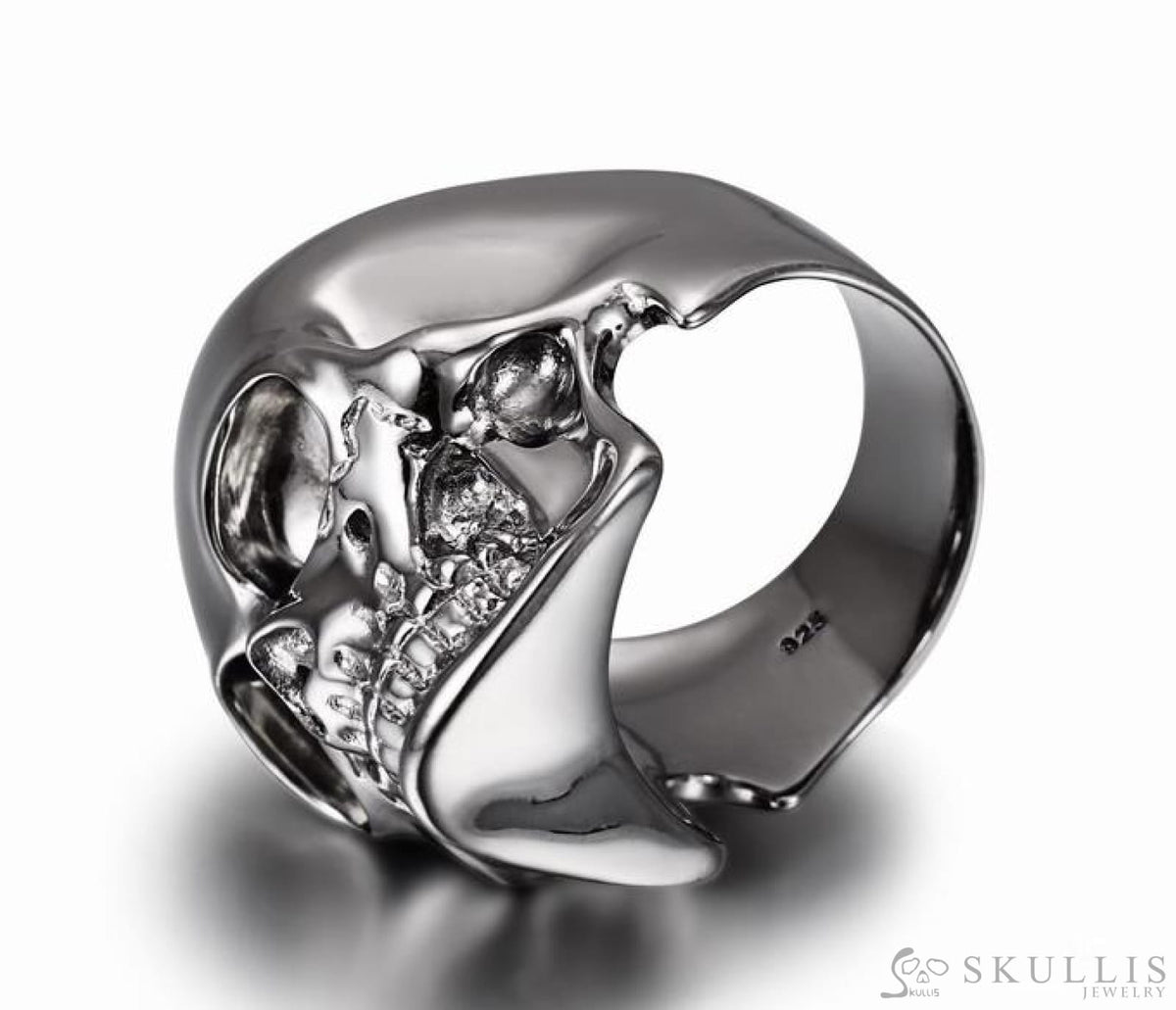 The Master - Black Rutanium & 925 Sterling Silver Plated Skull Ring for Women & Men - Skull Rings