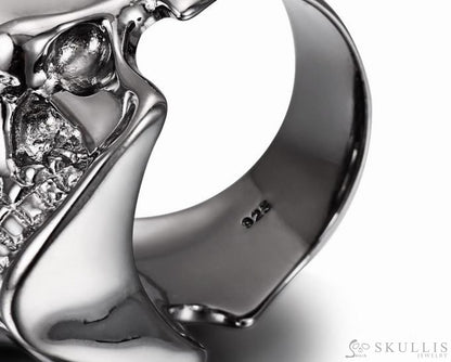 The Master - Black Rutanium & 925 Sterling Silver Plated Skull Ring for Women & Men - Skull Rings