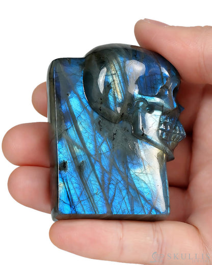 The One Within - 2.6’’ Labradorite Hand Carved Crystal Skull Pocket Stone Crystal Healing - Tiny Gemstone Skull