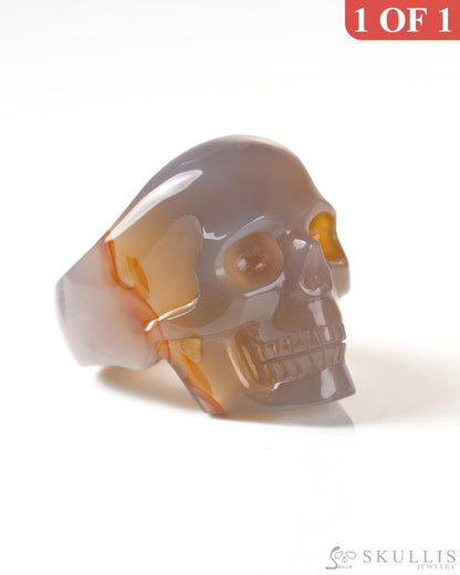 Gem Skull Ring of Agate Carved Skull US size 11.5 - 9800266 Skull Rings