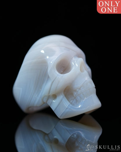 Gem Skull Ring of Agate Carved Totally US Size 7 - 9800147 Skull Rings