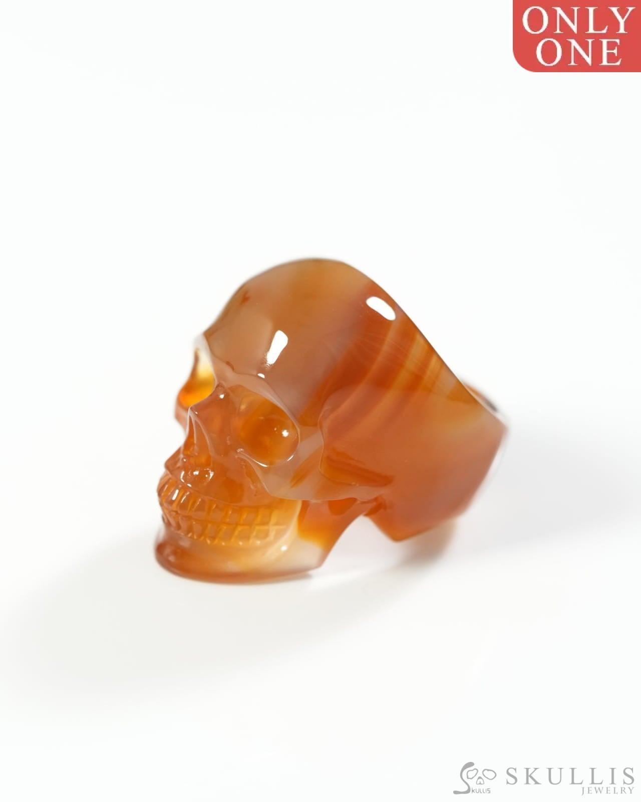 Gem Skull Ring of Agate Carved Skull US size 8.5 9800305 Skull Rings