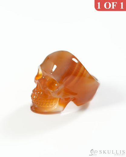 Gem Skull Ring of Agate Carved Skull US size 8.5 9800305 Skull Rings