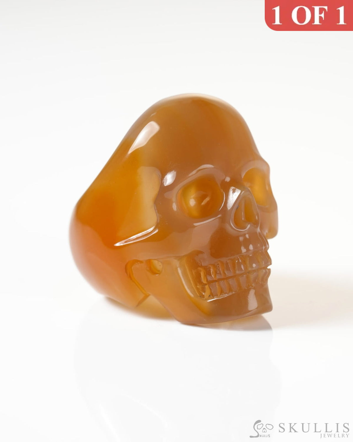 Gem Skull Ring of Carnelian Carved Skull US size 8.5 - 9800265 Skull Rings