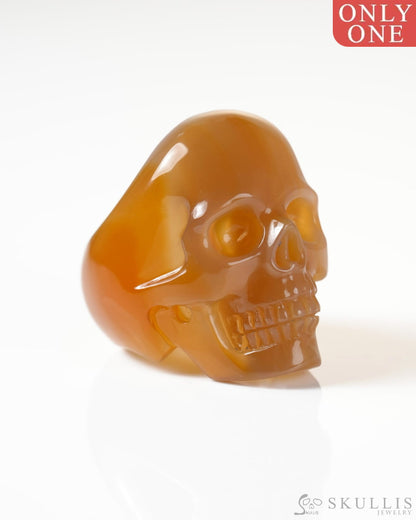 Gem Skull Ring of Carnelian Carved Skull US size 8.5 - 9800265 Skull Rings