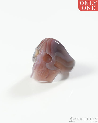 Gem Skull Ring of Mozambique Agate Carved Totally US Size 10 0800062 Skull Rings