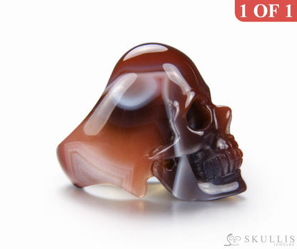Whole Gem Skull Ring Mozambique Agate Carved Totally Size 12.5 Skull Rings