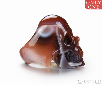 Whole Gem Skull Ring Mozambique Agate Carved Totally Size 12.5 Skull Rings