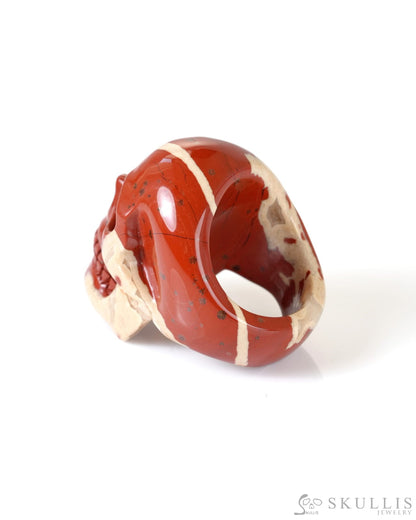 Gem Skull Ring of Red Jasper Carved Skull US size 8 - 9800324 Skull Rings