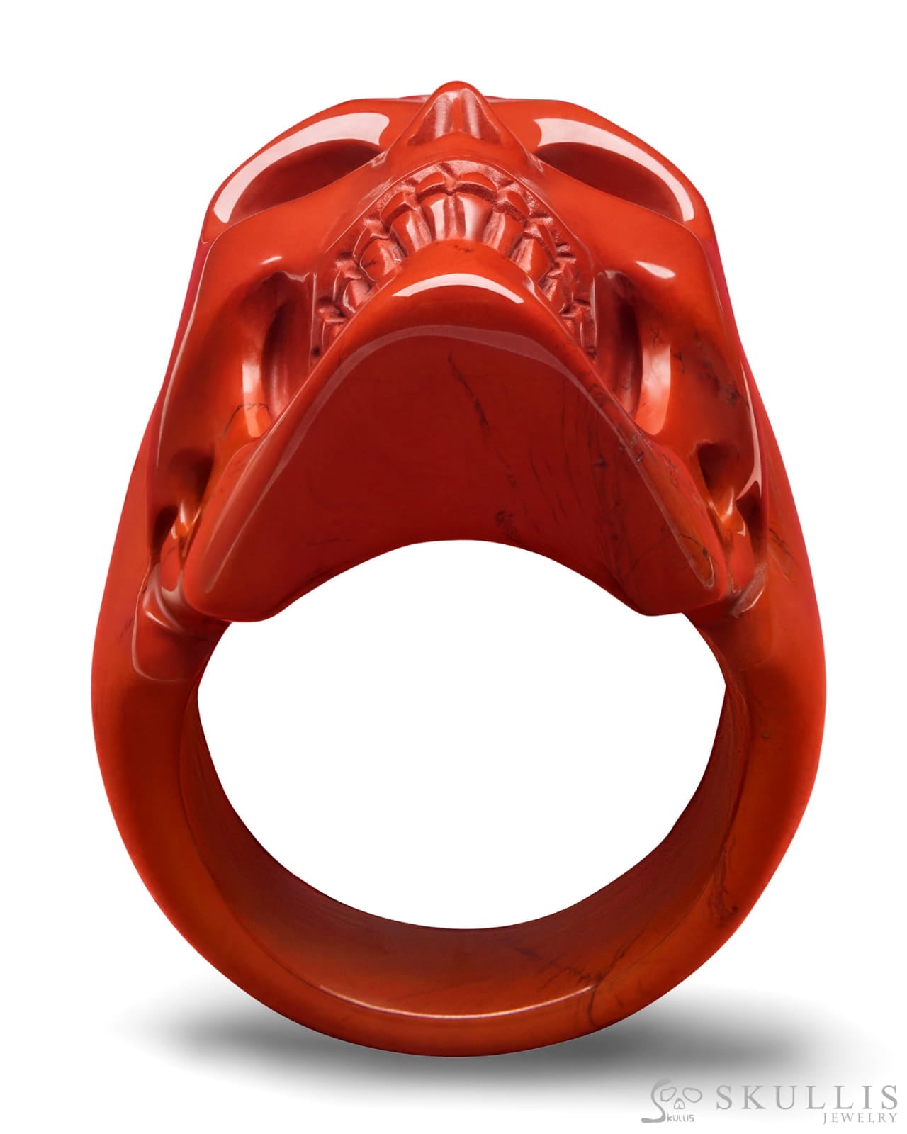 Gem Skull Ring of Solid Red Jasper Carved Skull Skull Rings