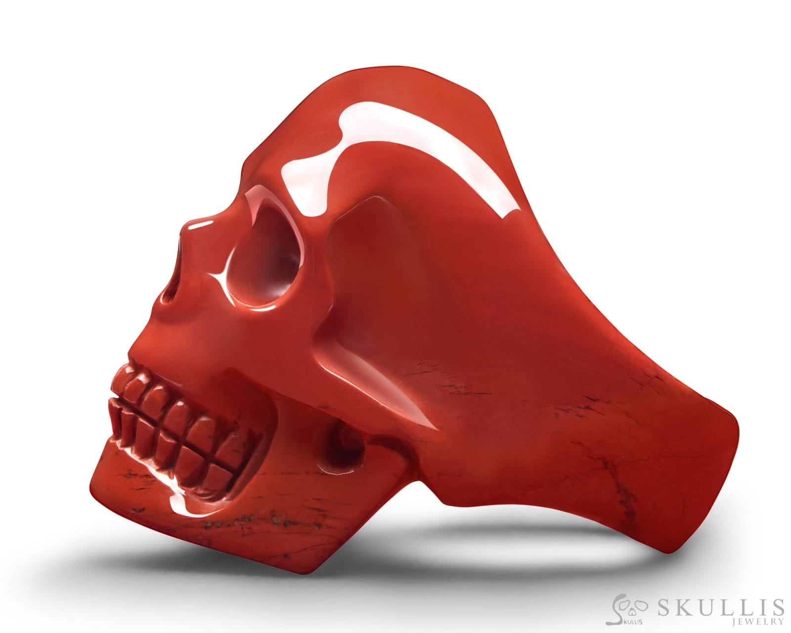 Gem Skull Ring of Solid Red Jasper Carved Skull Skull Rings