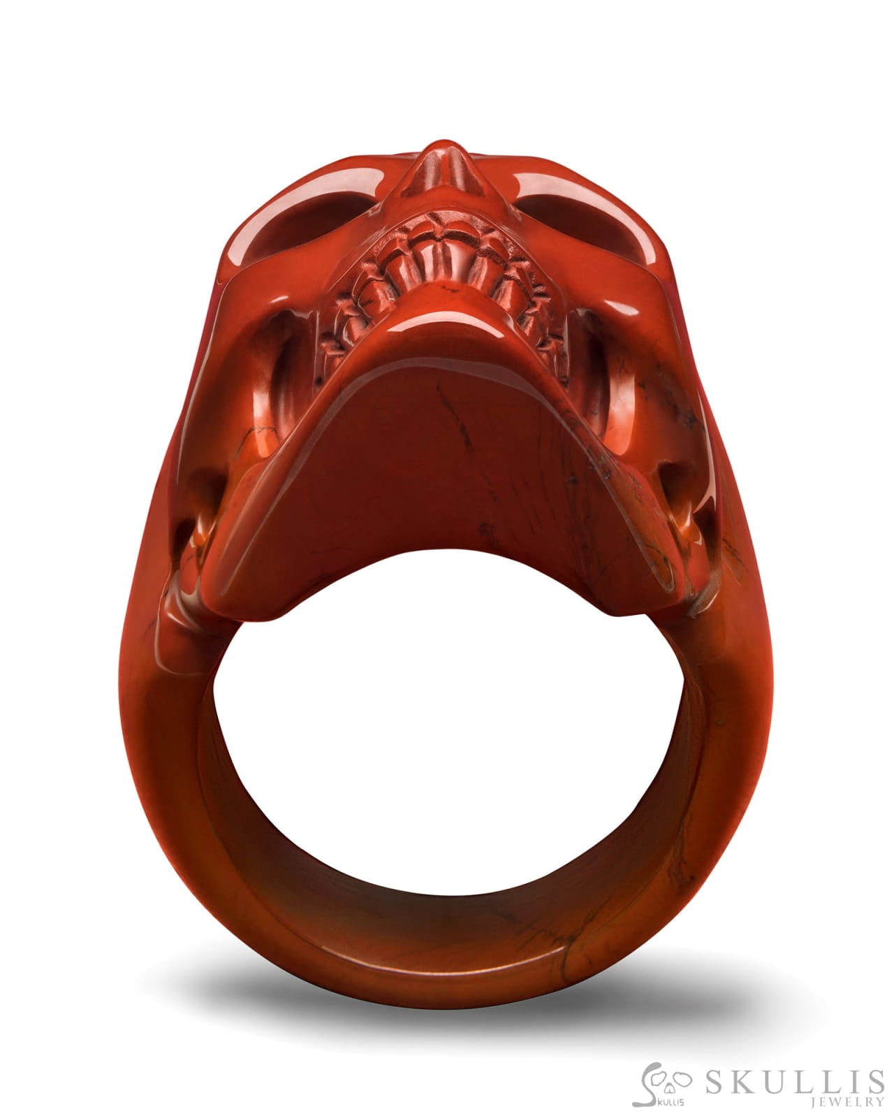 Gem Skull Ring of Solid Red Jasper Carved Skull (Copy) Skull Rings