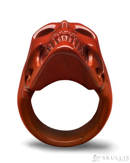 Gem Skull Ring of Solid Red Jasper Carved Skull (Copy) Skull Rings