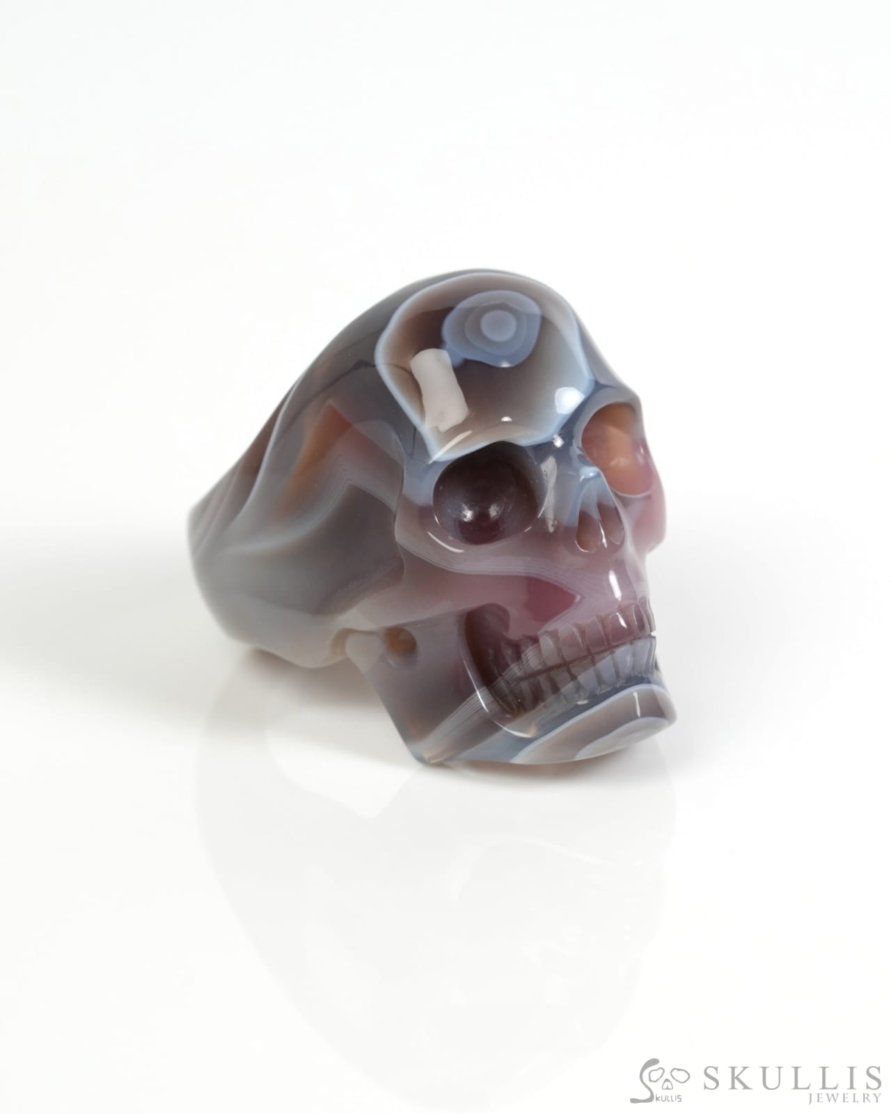 Skullis Gem Skull Ring of Mozambique Agate Carved Skull US size 10 - ZR19900054 Skull Rings
