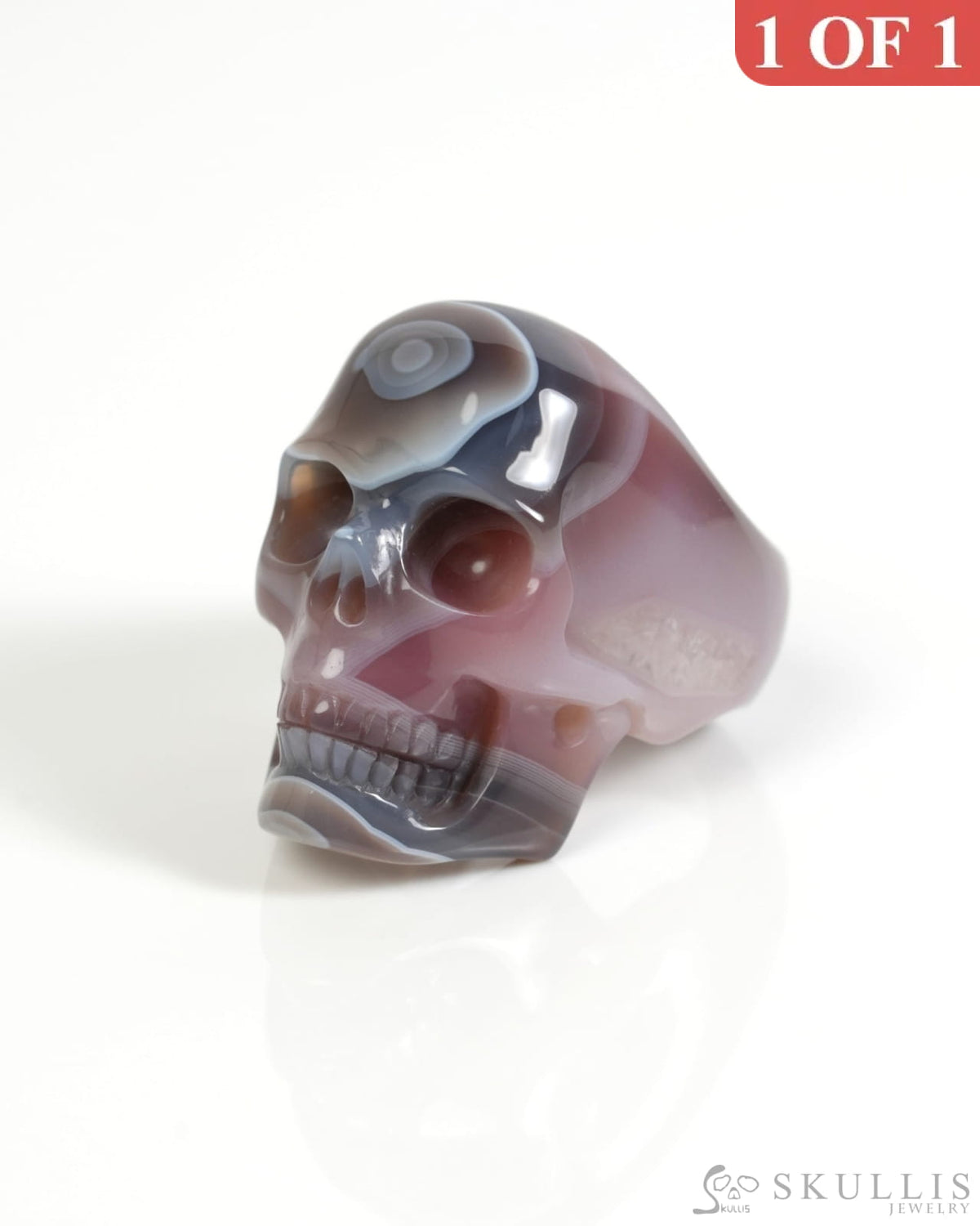 Skullis Gem Skull Ring of Mozambique Agate Carved Skull US size 10 - ZR19900054 Skull Rings