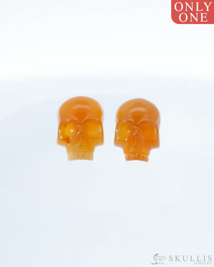 Gem Skull Earrings of Carnelian Carved Skull 925 Sterling Silver - 9500184 One of a Kind