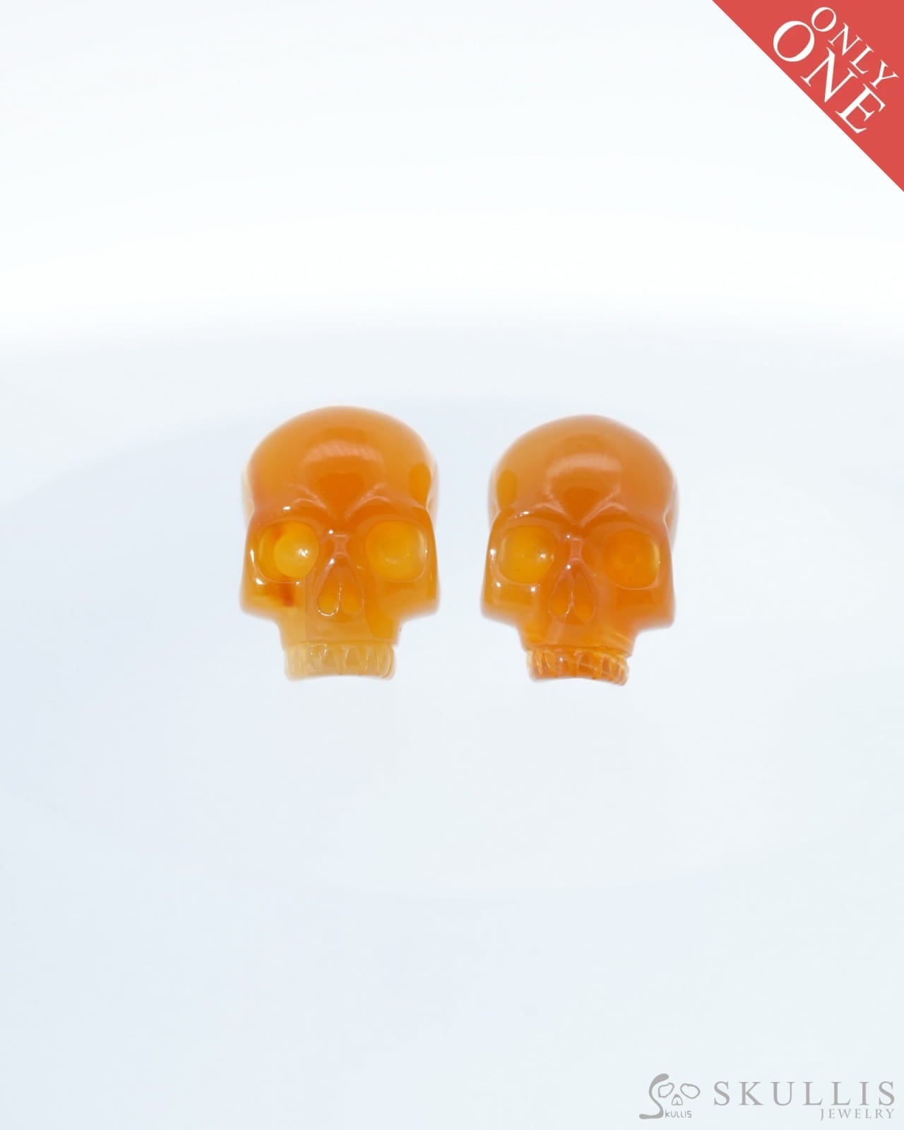Gem Skull Earrings of Carnelian Carved Skull 925 Sterling Silver - 9500184 One of a Kind